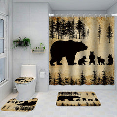 Lofaris Funny Black Bear In Forest Wildlife Shower Curtain