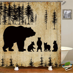 Lofaris Funny Black Bear In Forest Wildlife Shower Curtain