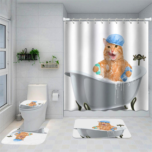Lofaris Funny Cat Cute Bathroom Decorative Shower Curtain