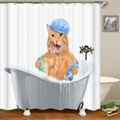 Lofaris Funny Cat Cute Bathroom Decorative Shower Curtain