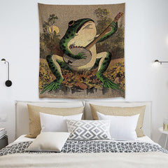 Lofaris Funny Moon Field Green Frog Banjo Wall Decor Tapestry