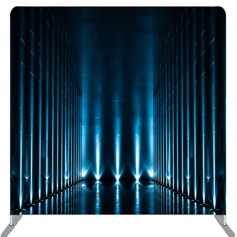 Lofaris Futuristic Dim Blue Light Tunnel Fabric Backdrop Cover