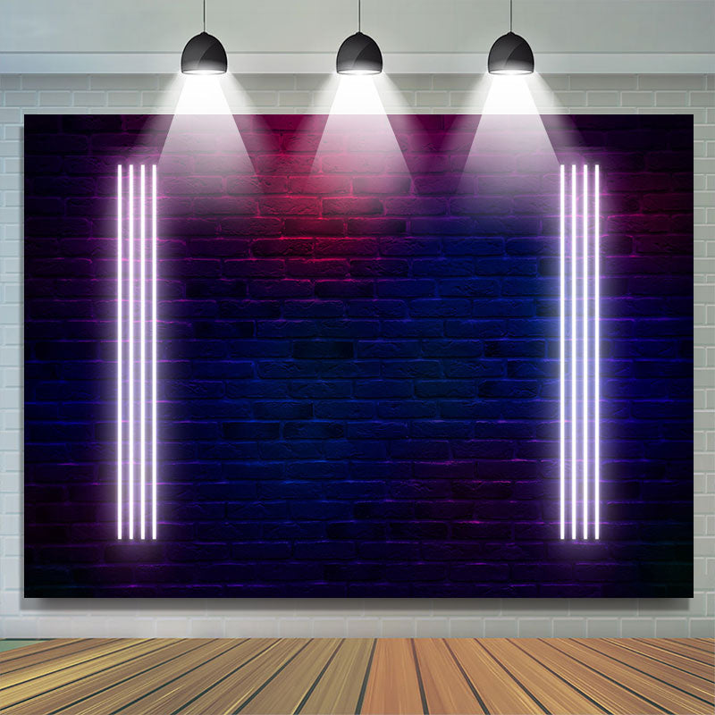 Futuristic Modern Glowing Neon Light Brick Backdrop - Lofaris