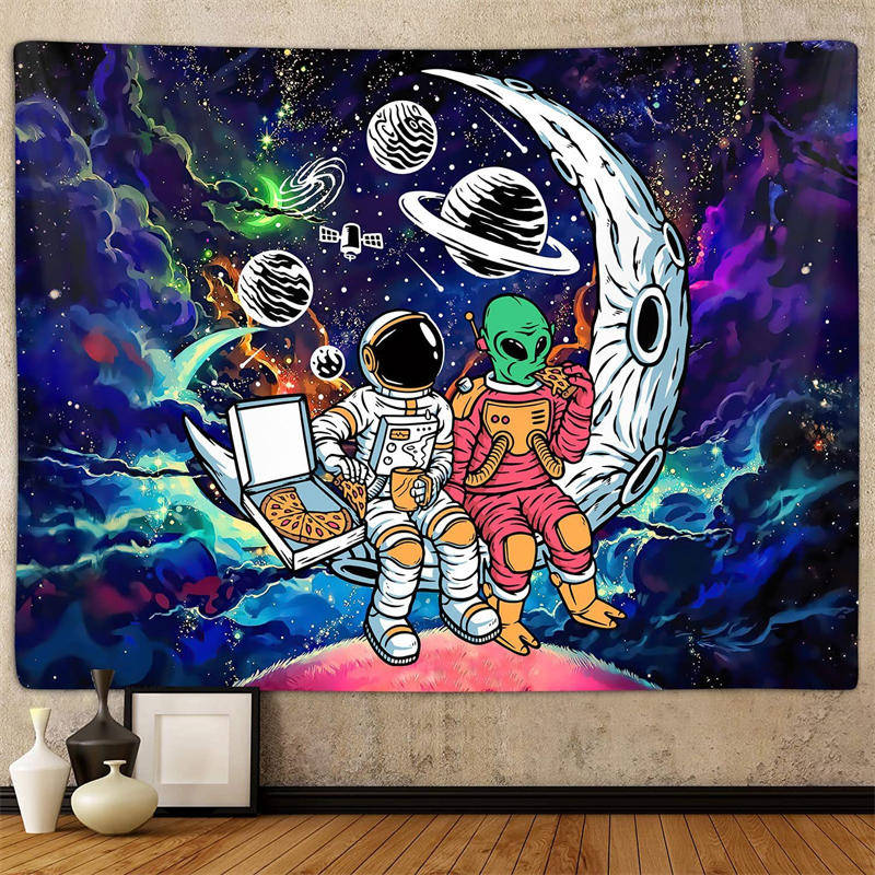 Lofaris Funny Space Planet Astronaut Alien Wall Tapestry