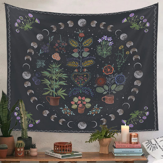 Lofaris Galaxy Stars Colorful Flower Tapestry For Room Decor