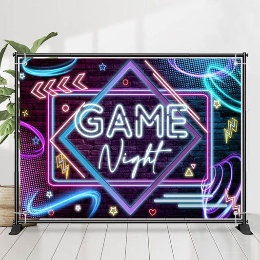 Lofaris Game Night Neon Light Brick Wall Dance Backdrop