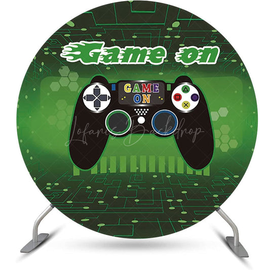 Lofaris Game On Green Space Gamepad Round Party Backdrop