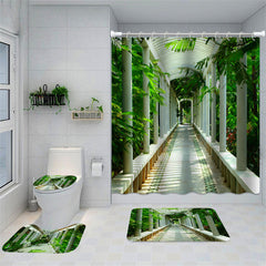 Lofaris Garden Scenery White Corridor Bathtub Shower Curtain