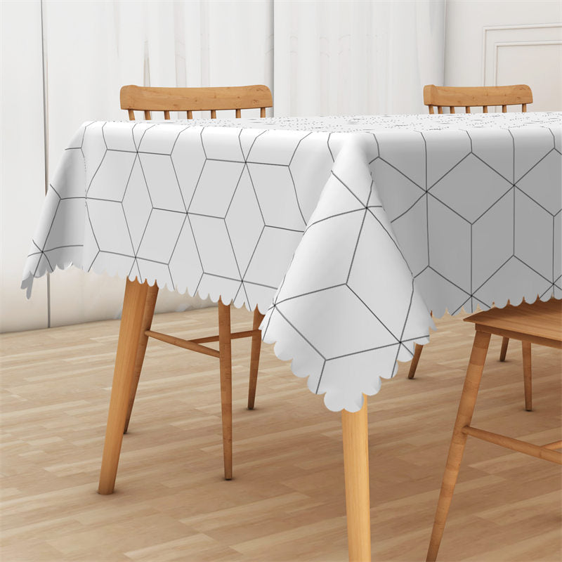 Lofaris Geometric Structure White Simple Dining Tablecloth
