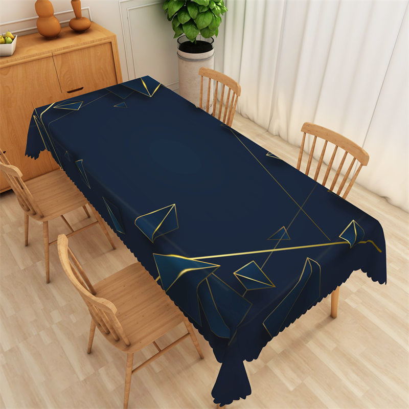 Triangular Tablecloth Geometric Triangle Gold Thread Drawing Tablecloth - Lofaris