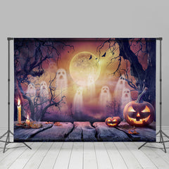 Lofaris Ghost Candle Pumpkin Happy Halloween Night Backdrop
