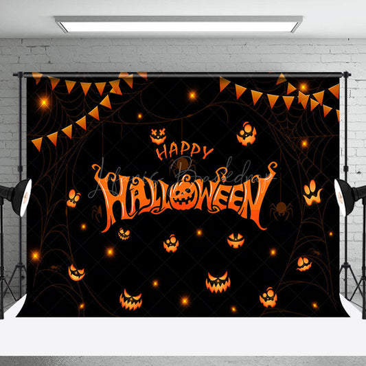 Lofaris Ghost Pumpkins Black Happy Halloween Party Backdrop