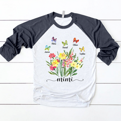 Lofaris Gift Flower Watercolor Custom Name Baseball Shirt