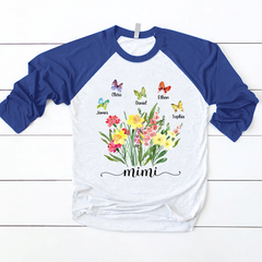 Lofaris Gift Flower Watercolor Custom Name Baseball Shirt