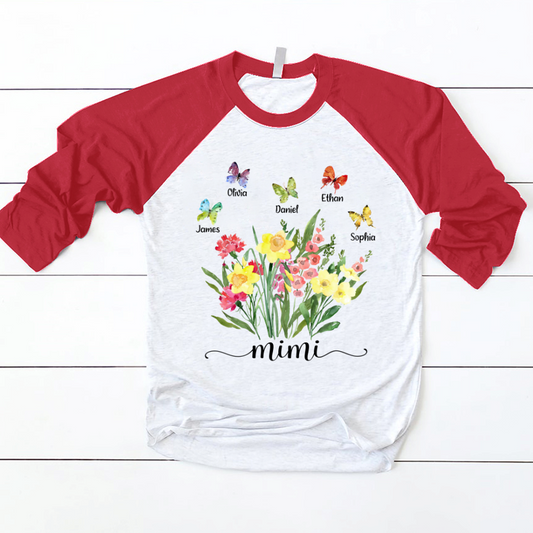 Lofaris Gift Flower Watercolor Custom Name Baseball Shirt