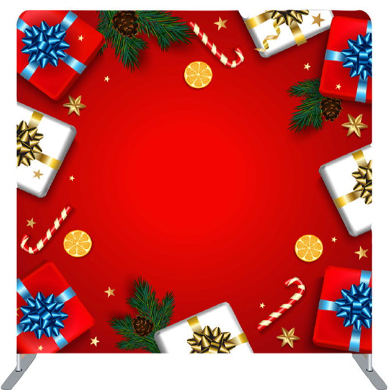 Lofaris Gifts And Candies Red Fabric Happy Christmas Backdrop