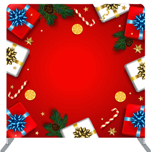 Lofaris Gifts And Candies Red Fabric Happy Christmas Backdrop