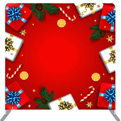 Lofaris Gifts And Candies Red Fabric Happy Christmas Backdrop
