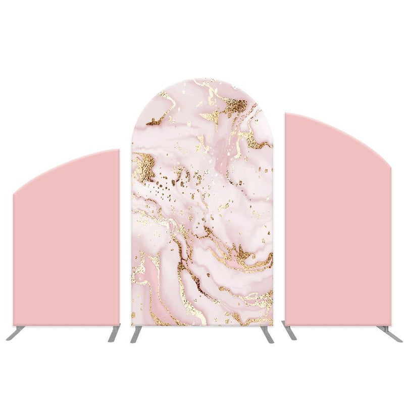 Lofaris Gilt Gold Abstract Texture Pink Arch Backdrop Kit