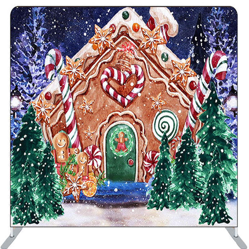 Lofaris Gingerbread House Trees Painting Christmas Backdrop