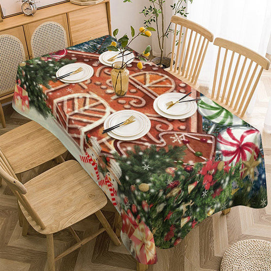 Lofaris Gingerbread House Xmas Tree Christmas Tablecloth