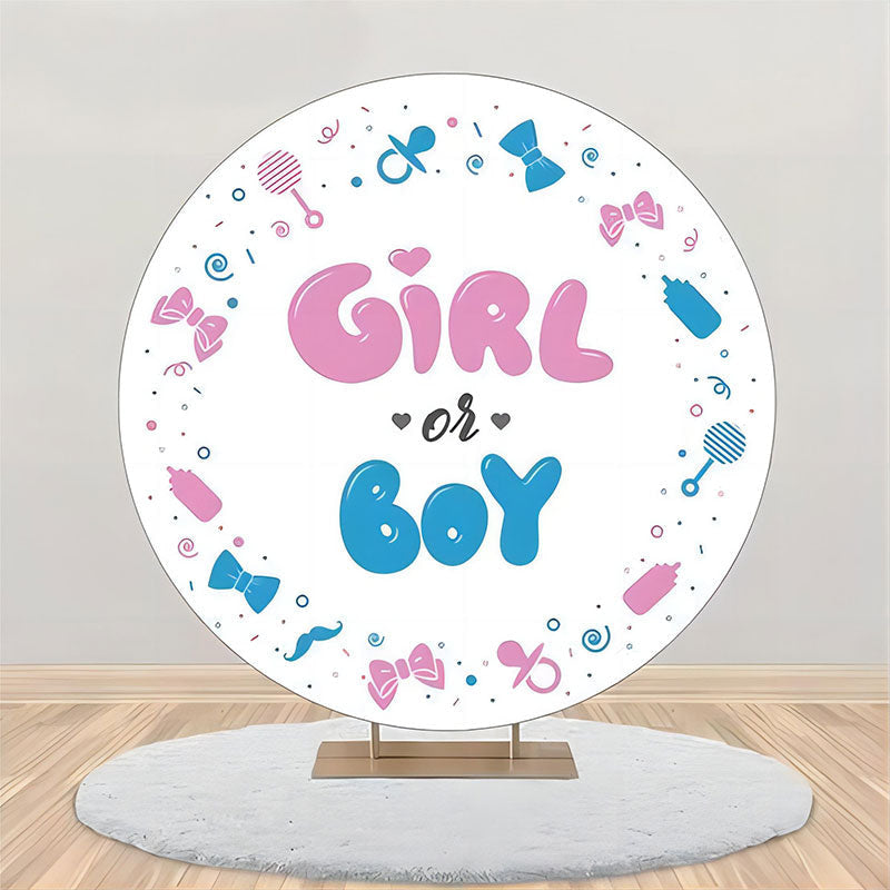 Lofaris Girl Or Boy White Round Backdrop For Gender Reveal