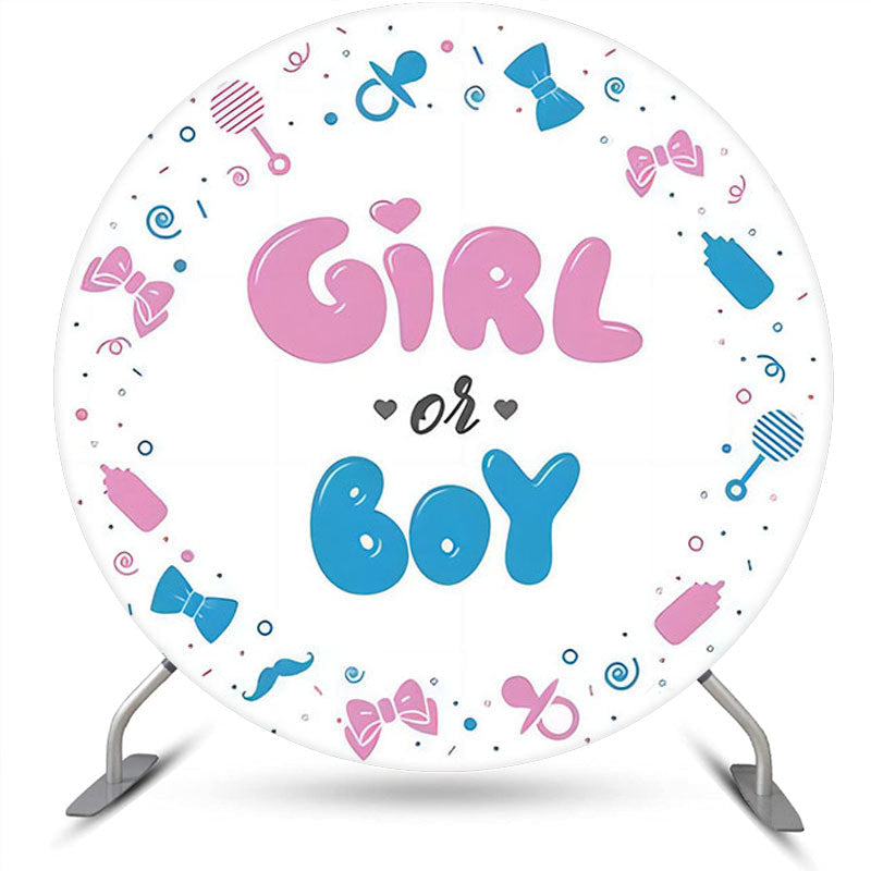 Lofaris Girl Or Boy White Round Backdrop For Gender Reveal