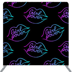 Lofaris Girl Power Neon Color Lips Black Party Backdrop Cover