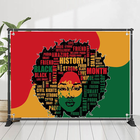 Lofaris Girl Silhouette Letters Black History Month Backdrop