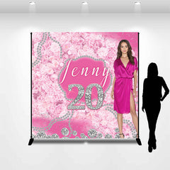 Lofaris Glam Pink Diamonds Custom Photo Birthday Backdrop
