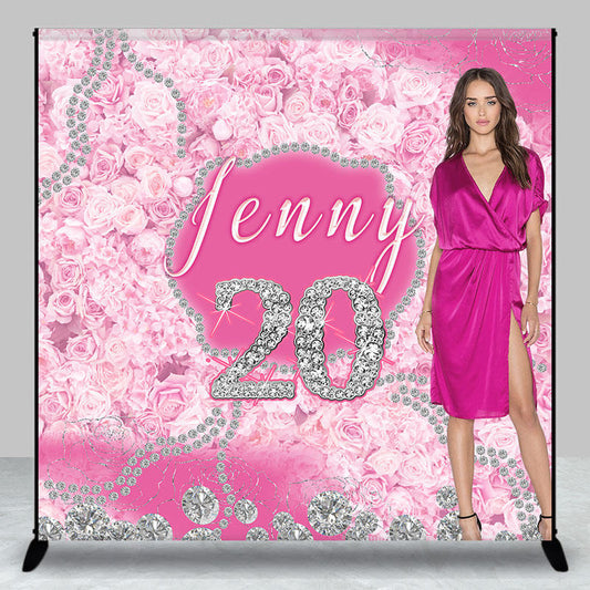 Lofaris Glam Pink Diamonds Custom Photo Birthday Backdrop