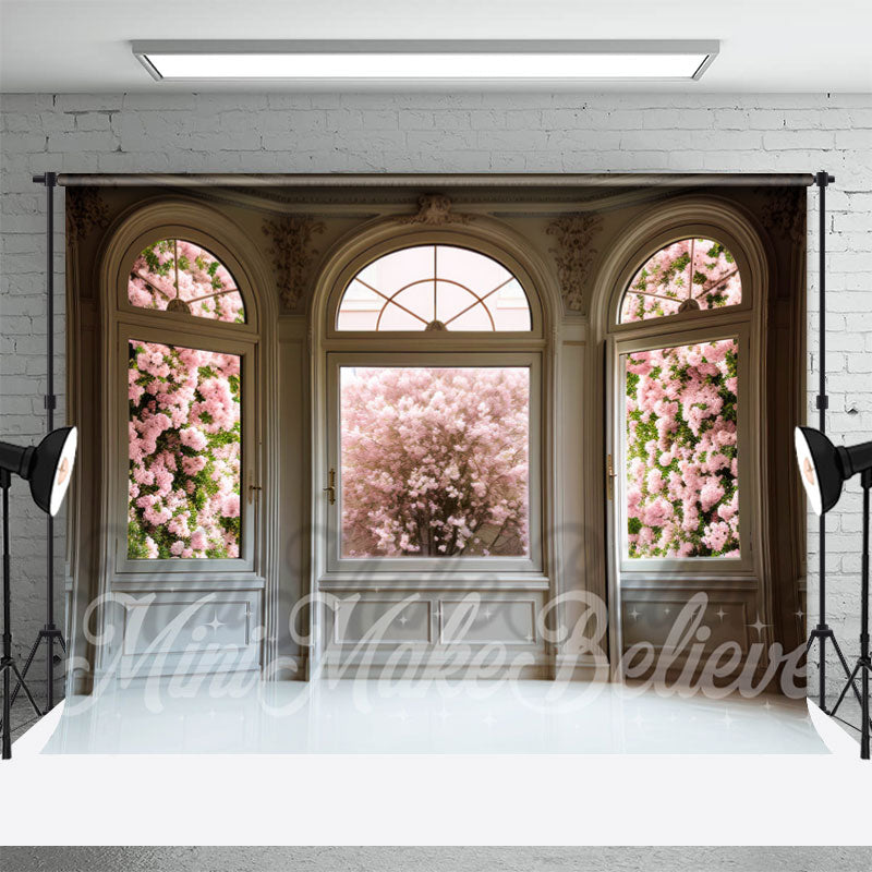 Lofaris Glass Arch Door Pink Floral Photography Backdrop