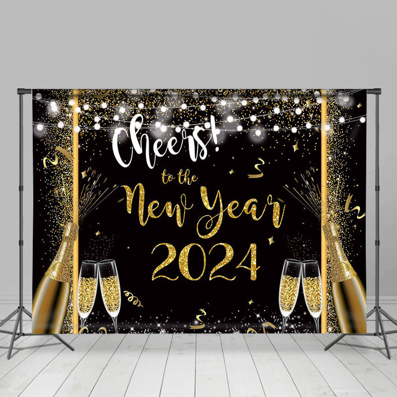 Lofaris Glitter And Golden Cheers To New Year 2023 Backdrop