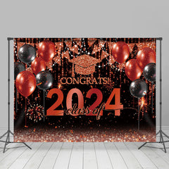 Lofaris Glitter Balloon Flag Hat Congrats 2024 Backdrop