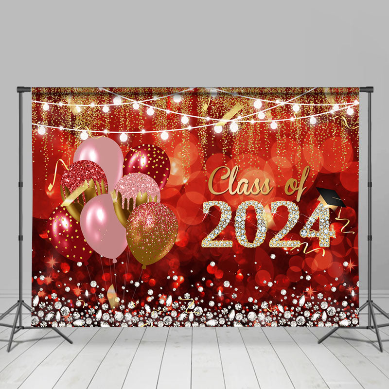 Lofaris Glitter Balloon Lights Bokeh Class Of 2024 Backdrop