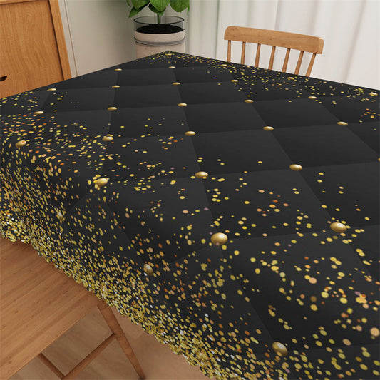 Lofaris Glitter Black Gold Dots Decorative Party Tablecloth