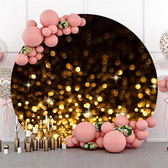 Lofaris Glitter Black Golden Bokeh Circle Birthday Backdrop
