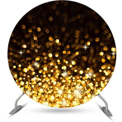 Lofaris Glitter Black Golden Bokeh Circle Birthday Backdrop