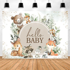 Lofaris Glitter Boho Cute Animals Hello Baby Shower Backdrop