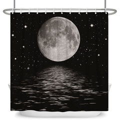 Lofaris Glitter Dark Night Moon Sea Christmas Shower Curtain