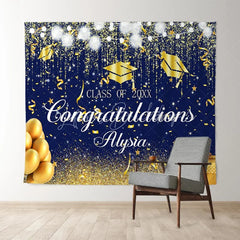 Lofaris Glitter Gloden Balloon Class Of 2022 Graduare Backdrop
