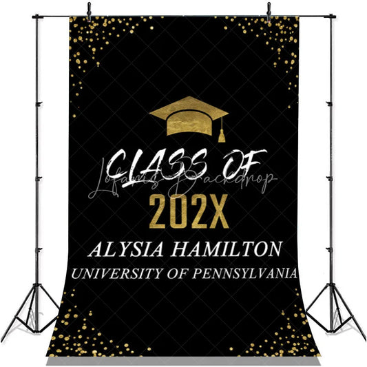 Lofaris Glitter Gold Black Congratulation Class 2022 Backdrop
