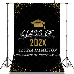 Lofaris Glitter Gold Black Congratulation Class 2022 Backdrop