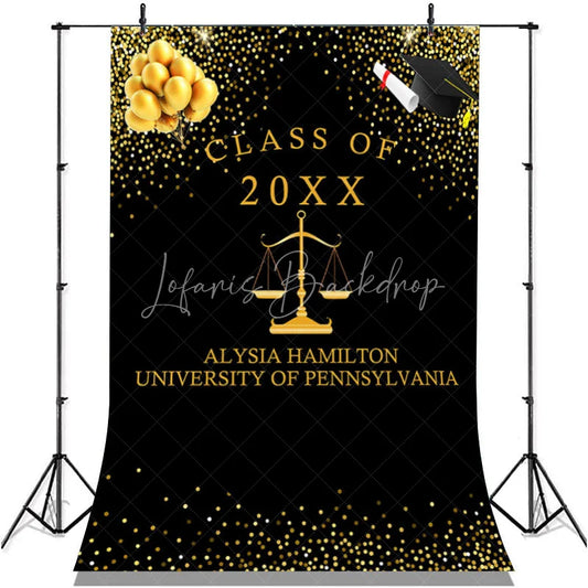 Lofaris Glitter Golden Balloons Ribbion Class Of 2022 Backdrop