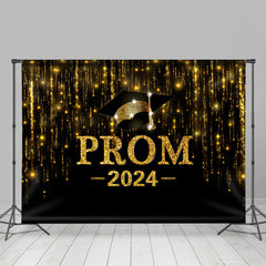 Lofaris Glitter Golden Black Hat Graduation Prom Backdrop