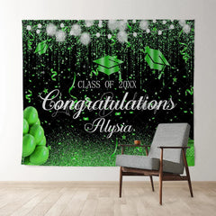 Lofaris Glitter Green Balloon Class Of 2022 Graduare Backdrop