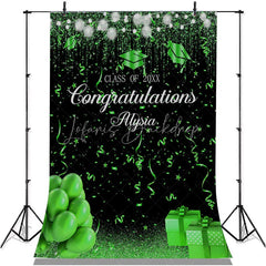 Lofaris Glitter Green Balloon Class Of 2022 Graduare Backdrop