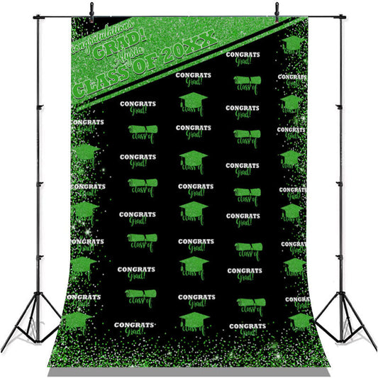 Lofaris Glitter Green Congratulations 2022 Grad Black Backdrop