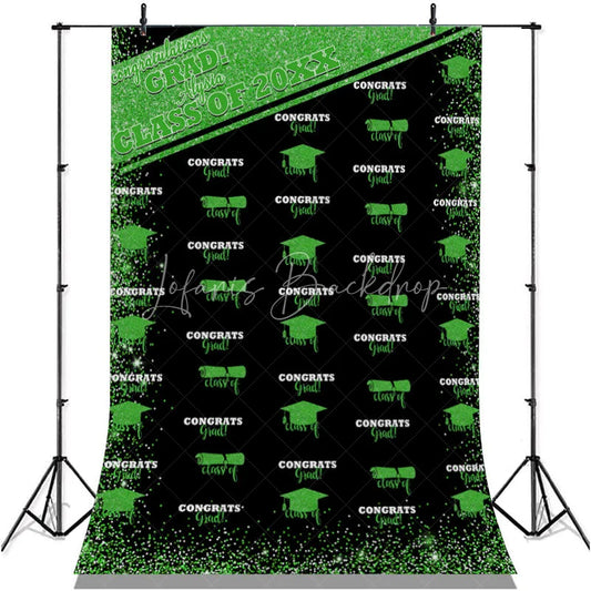 Lofaris Glitter Green Congratulations 2022 Grad Black Backdrop