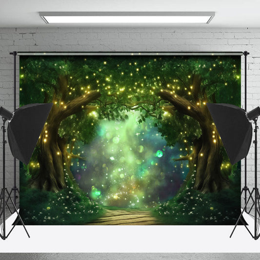 Lofaris Glitter Green Enchanted Forest Path Spring Backdrop